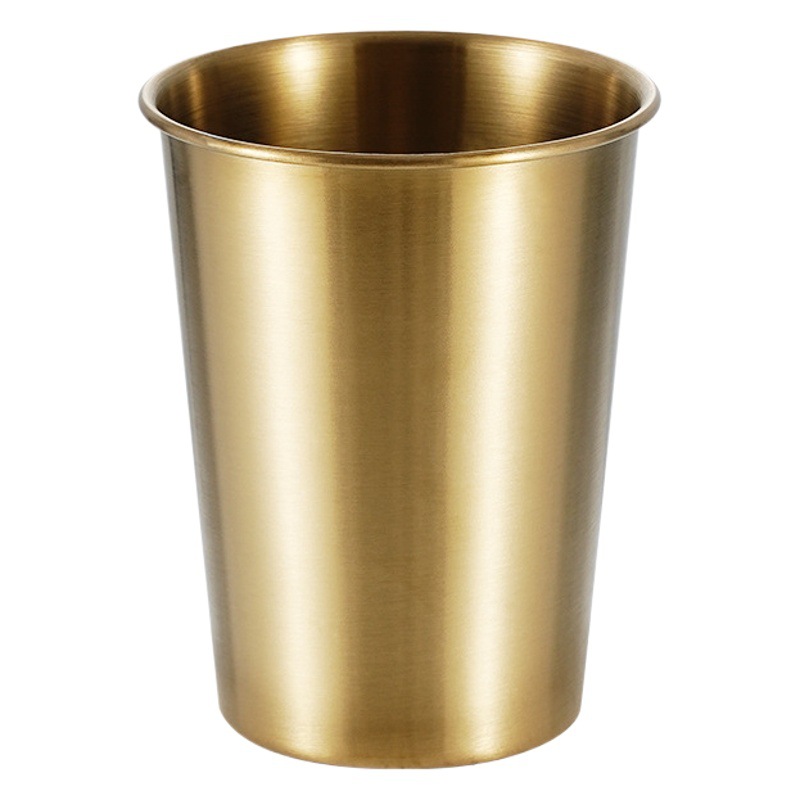 Estilo coreano 304 taza de cerveza de acero inoxidable hogar taza de agua de una sola capa taza boca taza dorada al aire libre taza apilable taza multiusos