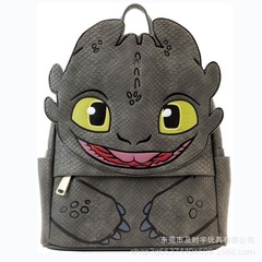 ヒックとドラゴンの歯のないスクールバッグ - パーソナライズされたファッショナブルなブラック フライング ドラゴン ユニセックス カジュアル 漫画 バックパック