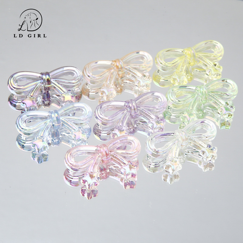 カラフルな uv アイス透明スターリボン diy ビーズ素材携帯電話チェーンキーチェーンペンダントアクセサリールースビーズ|undefined