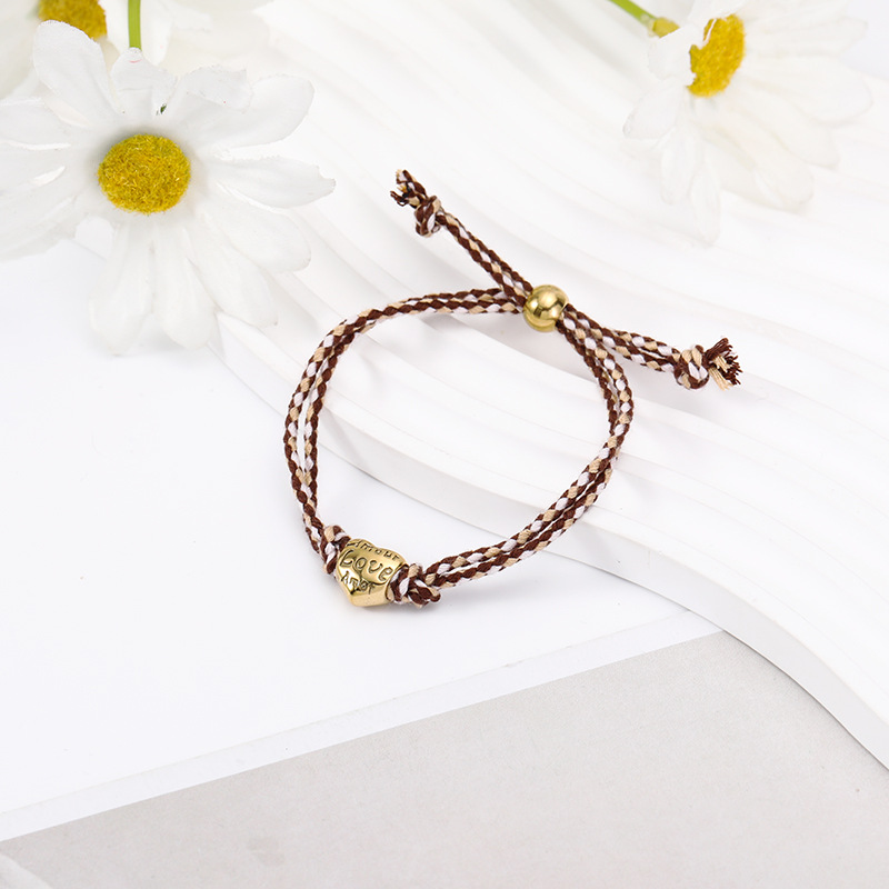 Love, Heart Shape Pattern Retro Love Heart Shape 304 Stainless Steel Rope Woven Chain String Bracelets Wholesale
