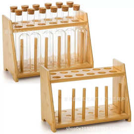 跨境木质试管收纳架科学实验试管存储架竹制12孔立式试管架