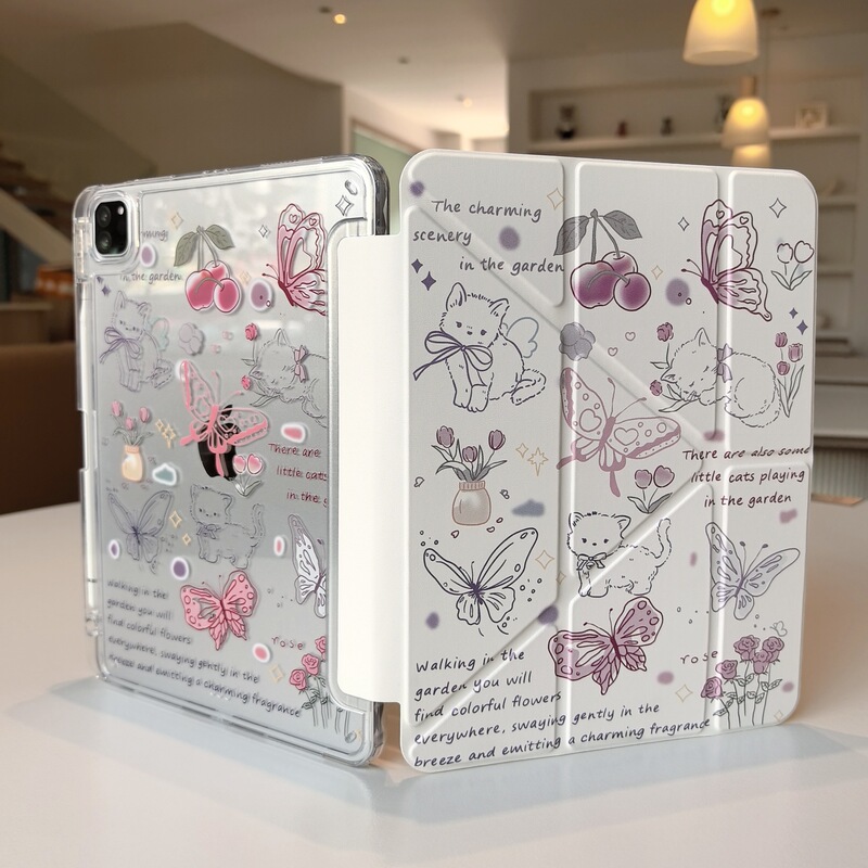 Suitable for iPad11 generation anti-bending shell Air7 acrylic flat protective case Pro11 inch ipada16 with pen slot