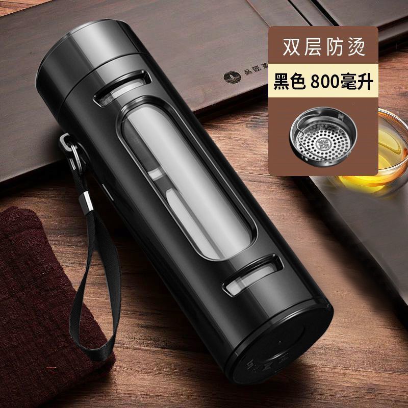 摔不烂钢化玻璃杯500ml耐摔高温硼硅双层玻璃杯保护套男士茶杯|undefined