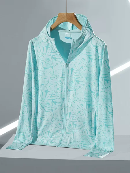 Women's Long-Sleeved Sun Protection Clothing, Ice Silk Breathable Knitted Sun Protection Shirt, Anti-Uv Sun Protection Clothing, Outdoor Hooded, Lightweight and Thin Style