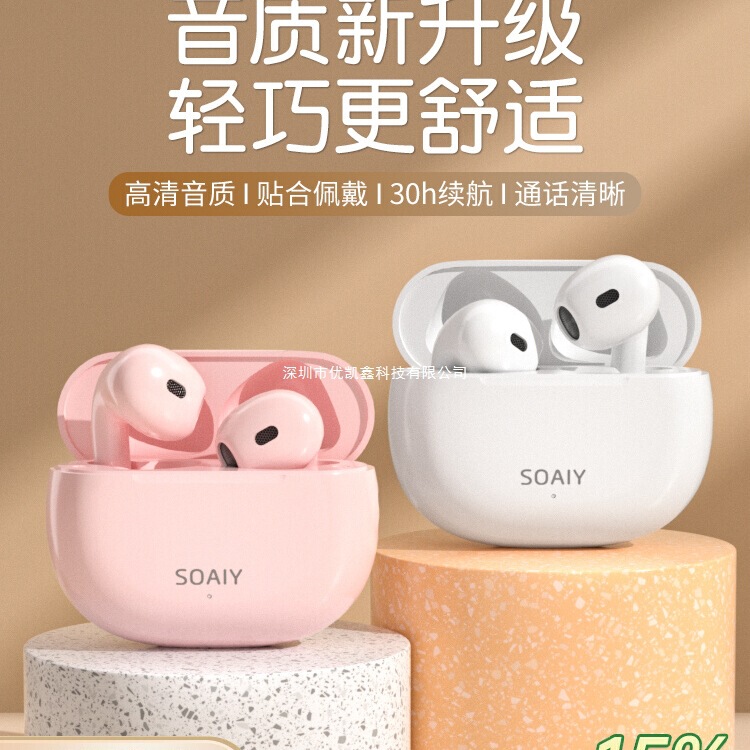 Soaiy Sr13 Bluetooth Headset Wireless Semi-In-Ear Type 2025 New Model Suitable for Apple, Xiaomi, Vivo