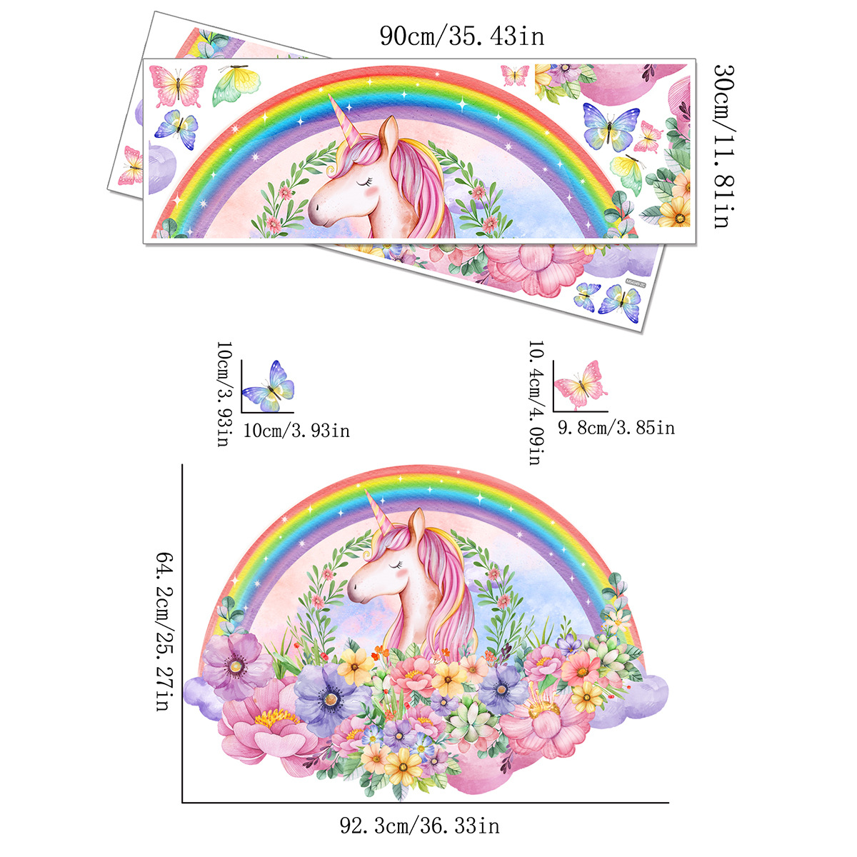 Süß Tier Karikatur Regenbogen Kunststoff Wandaufkleber Wand Kunst display picture 8