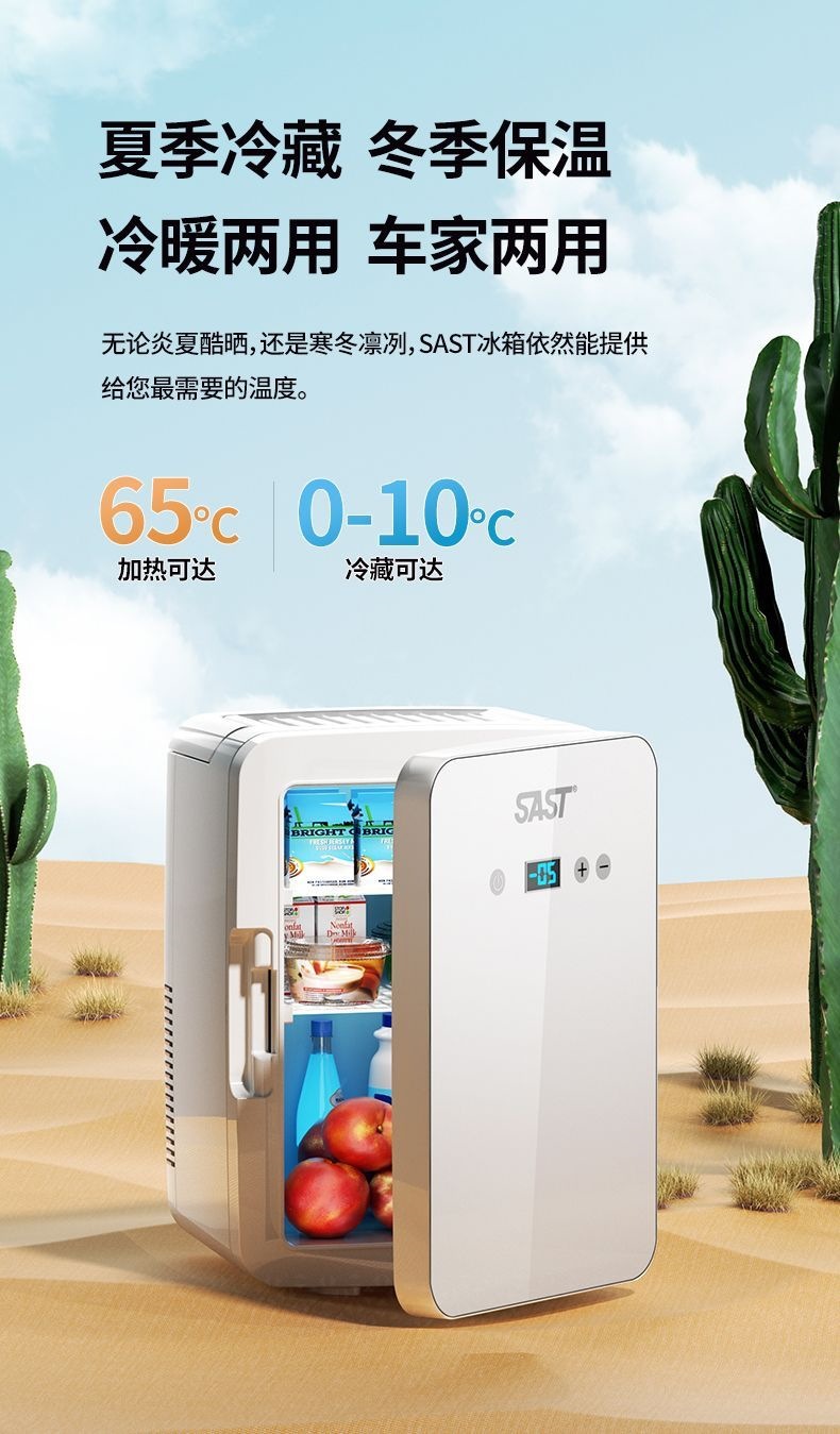 SAST mini refrigerator for cooling small cosmetics, suitable for single-person dormitory, home use, refrigeration and preservation appliance, car-mounted cooling and heating box