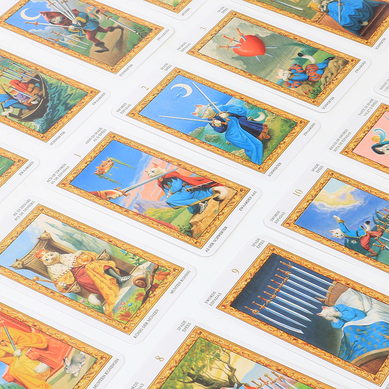 Cross-Border Hot Item White Cat Tarot Oracle Board Game Cards_voghion.com
