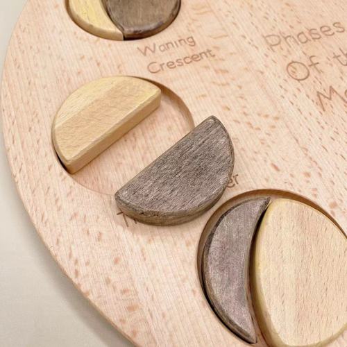 Australian phases of the moon Montessori moon phase plate Happé gumnut directional recognition blocks teaching aids