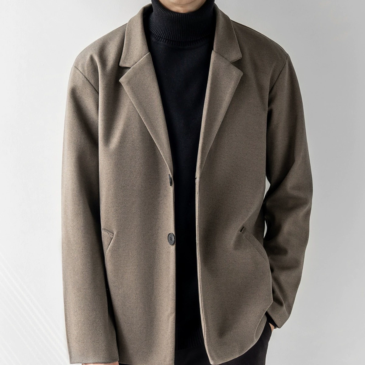 Шерстяной пиджак, мужской весенне-осенний легкий мужской стиль высокого класса, утепленное шерстяное пальто в зрелом стиле, корейский Повседневный костюм