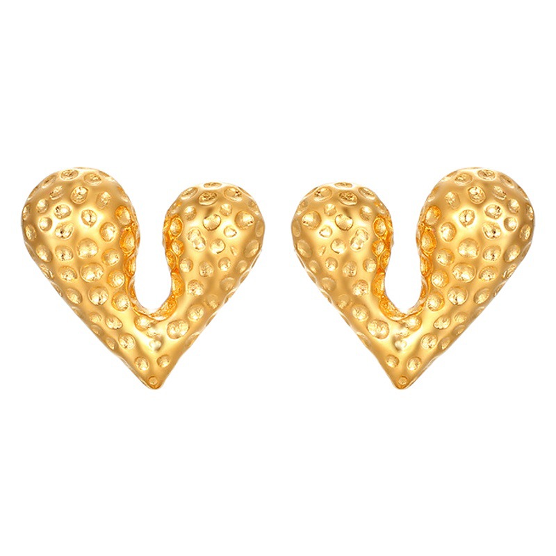 Pendientes populares de Europa y América 18K de oro de acero inoxidable personalizado líquido en forma de corazón pendientes de diseño al por mayor