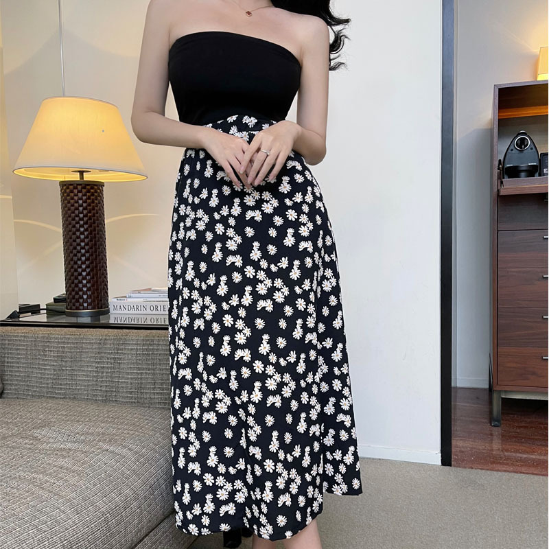 In-Stock Vintage Small Wrinkle Chrysanthemum Print High-Waisted Slimming Mid-Length Versatile A-Line Skirt In-Stock Vintage Small Wrinkle Chrysanthemum Print High-Waisted Slimming Mid-Length Versatile A-Line Skirt