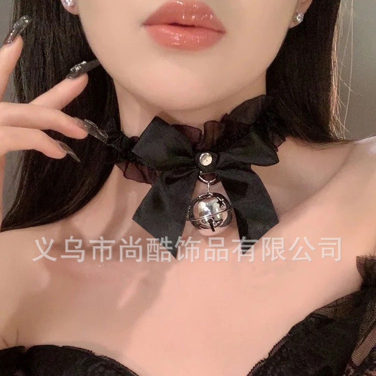 ホットガールリボンベル調節可能なネックリングセクシーなレースのレッグチェーンアクセサリーJKメイドホットガール鎖骨チェーン|undefined