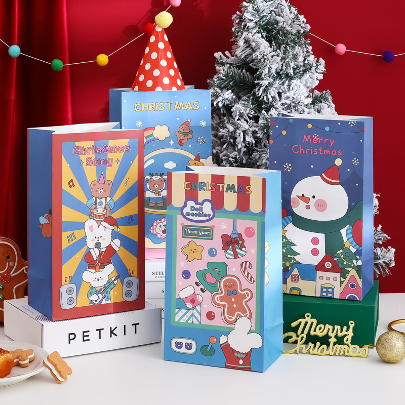 Bolsa de regalo de dibujos animados de Navidad vintage creativo galleta bolsa de manzana bolsa de embalaje de caramelo regalo de Navidad bolsa de papel Kraft