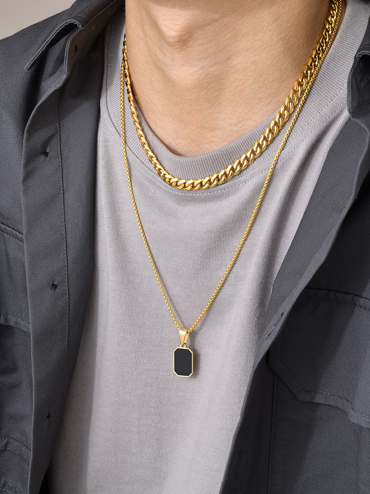 7g Weight Pendant Jewelry Making Type 18K Gold Plated Plating Material 201 Stainless Steel Chain Material 1 Piece Quantity Daily Occasion 201 Stainless Steel Material Geometric Pattern All Seasons Season Unisex Gender Polished Finish Polishing Design Simple Style Style Simple Style Geometric 201 Stainless Steel Polishing 18K Gold Plated Unisex 16