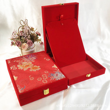 锦布刺绣大猪牌首饰盒婚庆订婚黄金大项链礼盒三只金猪套装盒现货