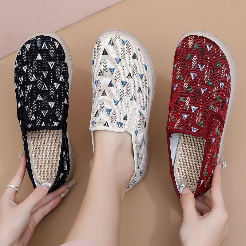 Zapatos de verano para mujer, nuevos zapatos individuales, zapatos de madre transpirables, suela suave, pies no apestosos, zapatos casuales, zapatos de tela de un pie, mujeres