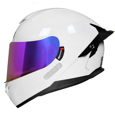 electric car helmet, Motosiklet kaskı (dəbilqə) - bright-white-colored-mirror-m