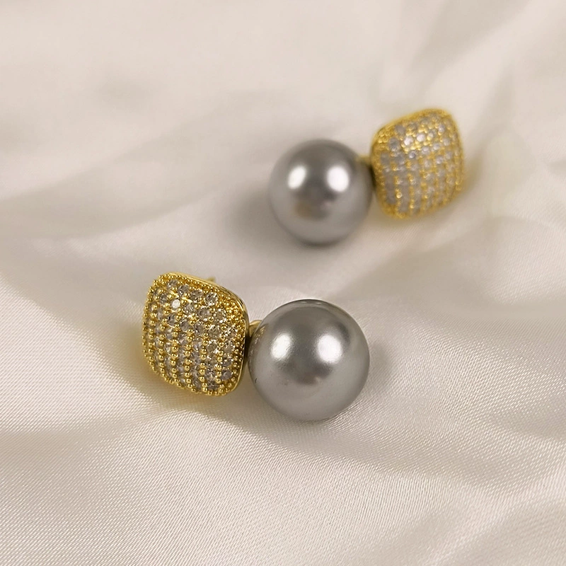 Серьги из циркона с жемчужиной, ретро красная серебряная игла, серебро 925 образец