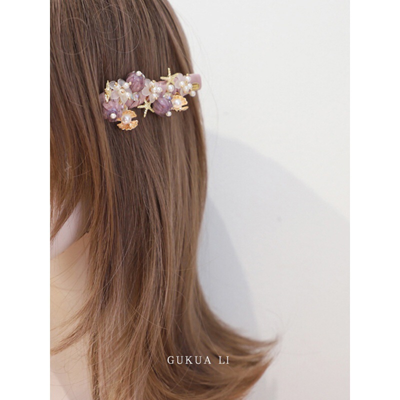 GUKUALI 2024 spring new purple lily of the valley ocean duck bill clip super fairy girl side clip hairpin
