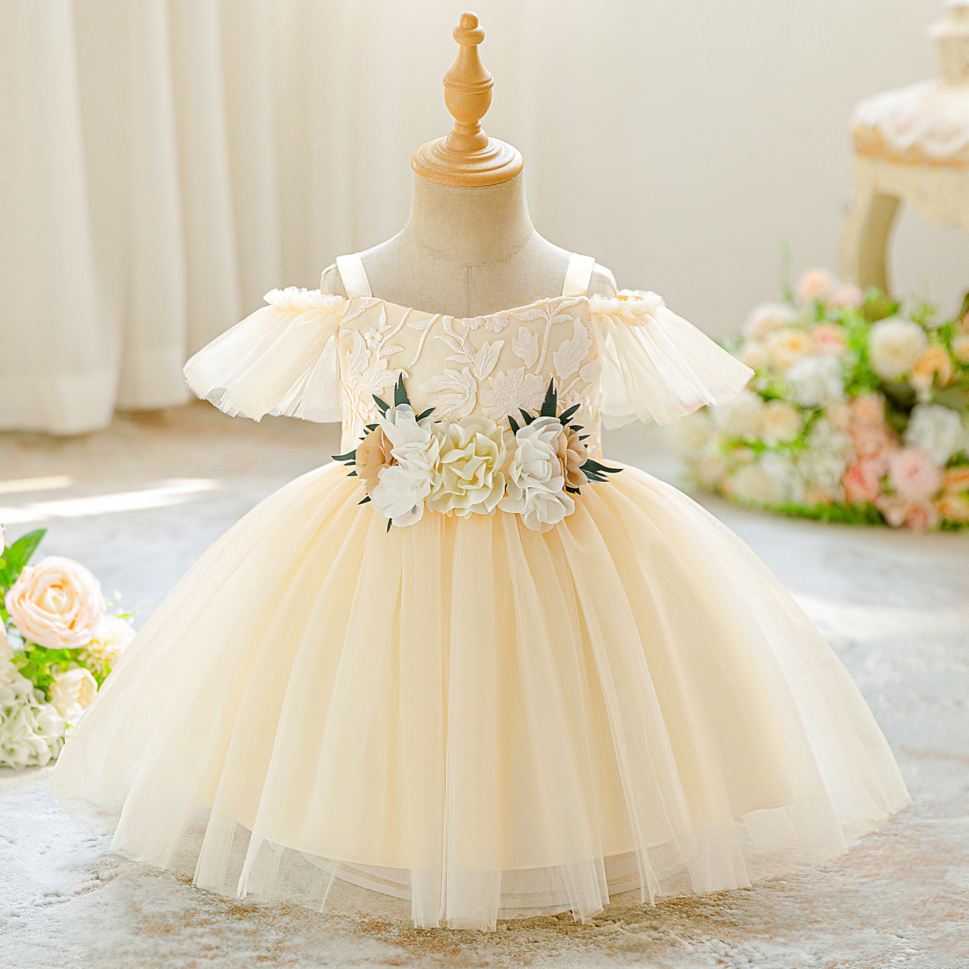 2026 nuevo vestido de niñas bordado vestido de princesa vestido de aniversario vestido de boda vestido de princesa florista vestido de espectáculo