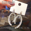 Fresh silver needle, trend long earrings, zirconium, silver 925 sample, Japanese and Korean, diamond encrusted