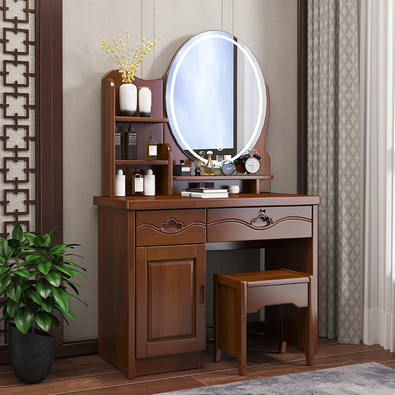 Tocador de madera maciza dormitorio moderno minimalista mesa de maquillaje gabinete de almacenamiento multifuncional integrado pequeño apartamento muebles de madera maciza