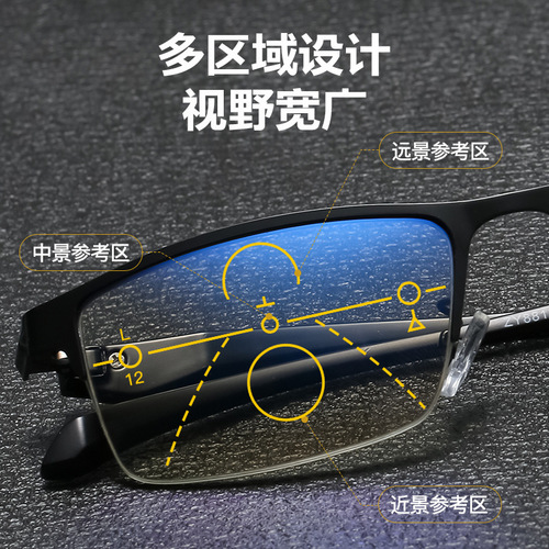 New far and near dual-use smart zoom high-definition reading glasses for the elderly anti-fatigue glasses color-changing anti-blue light reading glasses