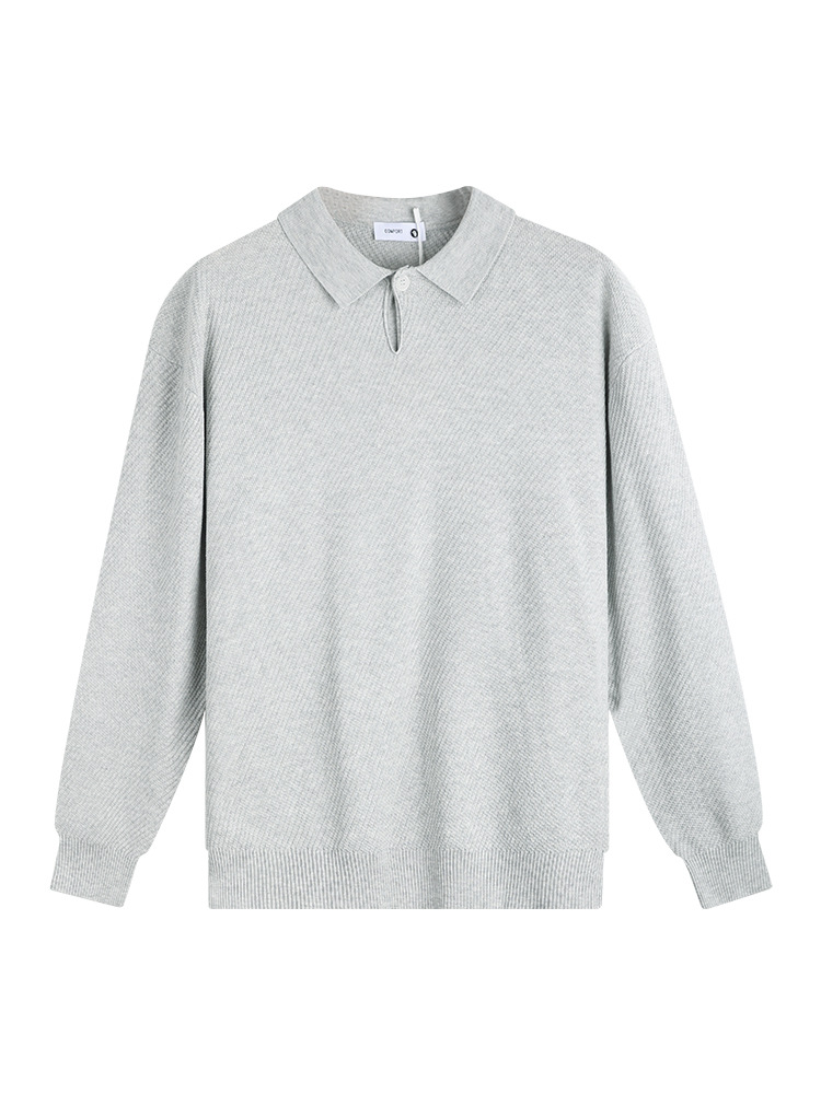 Lacer americano hombre casual versátil camiseta de punto otoño invierno con solapa polo camiseta de manga larga suéter de hombre chaqueta superior