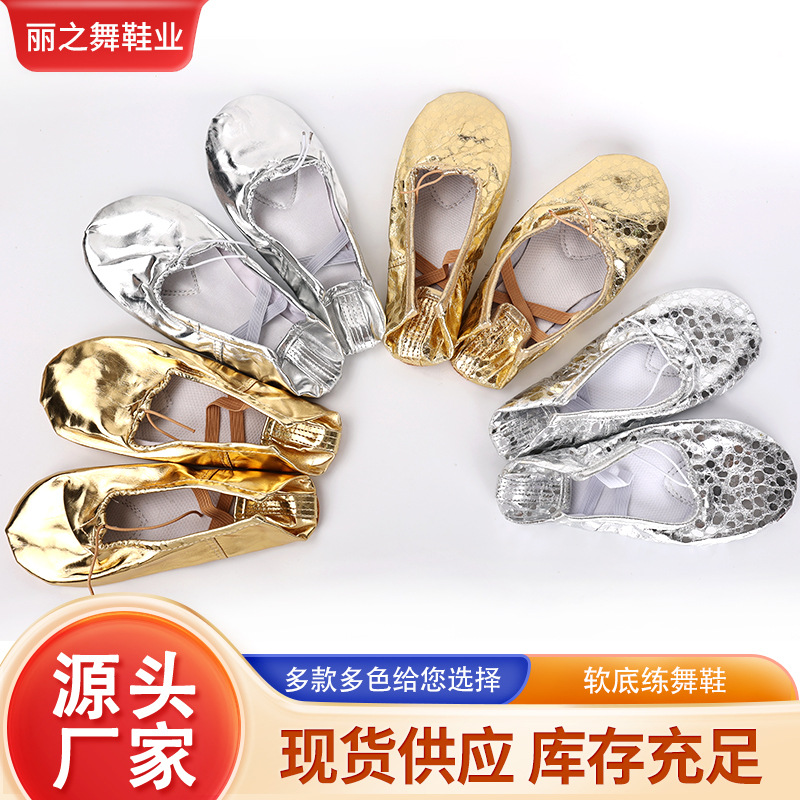 Dance Shoes for Women Soft Sole Crystal Pink Kidsren's Pu Practice Female Ballet Cat Claw Stage Performance Bright Dance Shoes