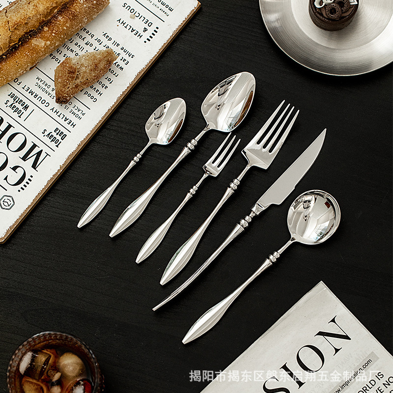 304 high-grade stainless steel knife and fork spoon cross-border steak knife and fork western tableware creative restaurant hotel light luxury spoon and fork