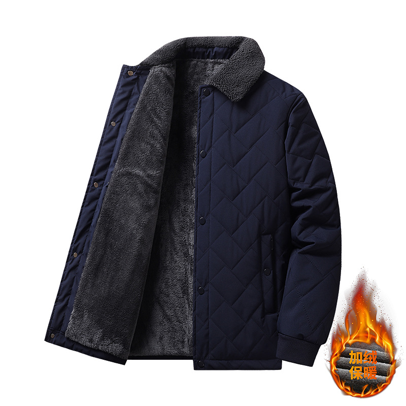 Ropa de invierno chaqueta de algodón hombre de mediana edad y chaqueta de algodón de invierno caliente papá con solapa de algodón tamaño grande
