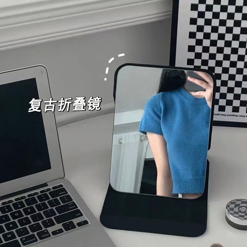 Mirror Makeup Mirror Men's Student Dormitory Dormitory Folding Desktop Standing Office Dressing Mirror Home Anjin