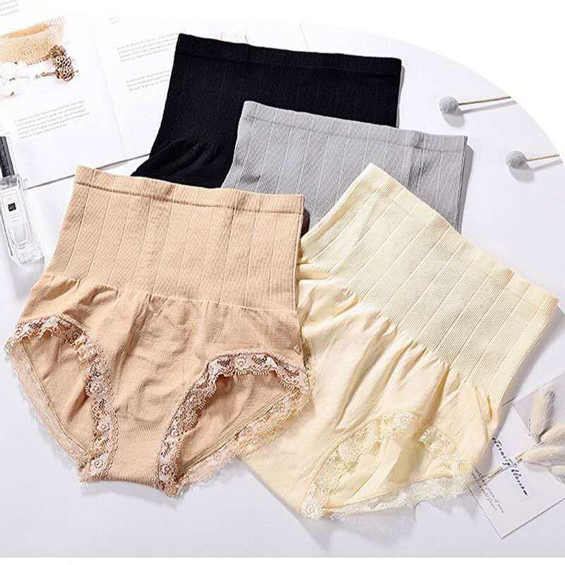 跨境日系高腰收腹裤提臀内裤女蕾丝瘦身裤美体塑身三角裤女