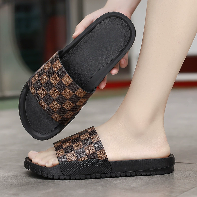 Летние слипоны, популярная трансграничная мода для дальнозоркости, повседневная верхняя одежда больших размеров, нескользящие тапочки, пляжные домашние тапочки.