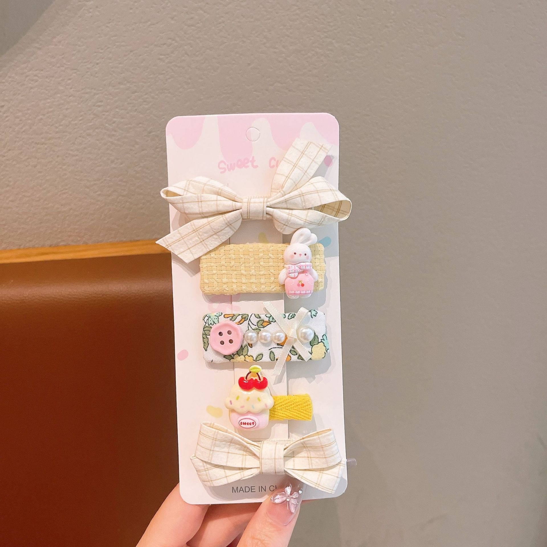 Coreana para niños rosa de encaje tela clip para el cabello nuevo arco de niñas dulce clip para el cabello joyas