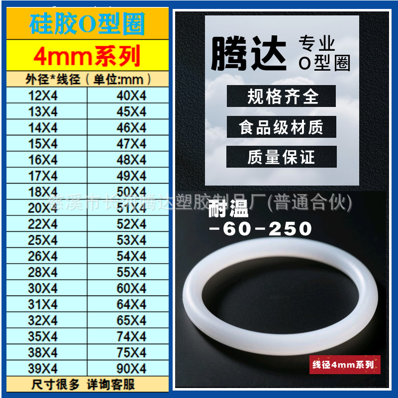 线径4mm胶圈淋浴垫圈硅橡胶饭盒硅胶圈密封圈耐高温