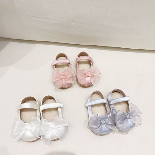Direct Supply Korean Version Spring and Autumn Girls' Soft Sole Anti-Slip Step-in Shoes for Infants and Toddlers with Bowknot Anti-Slip Princess Shoes