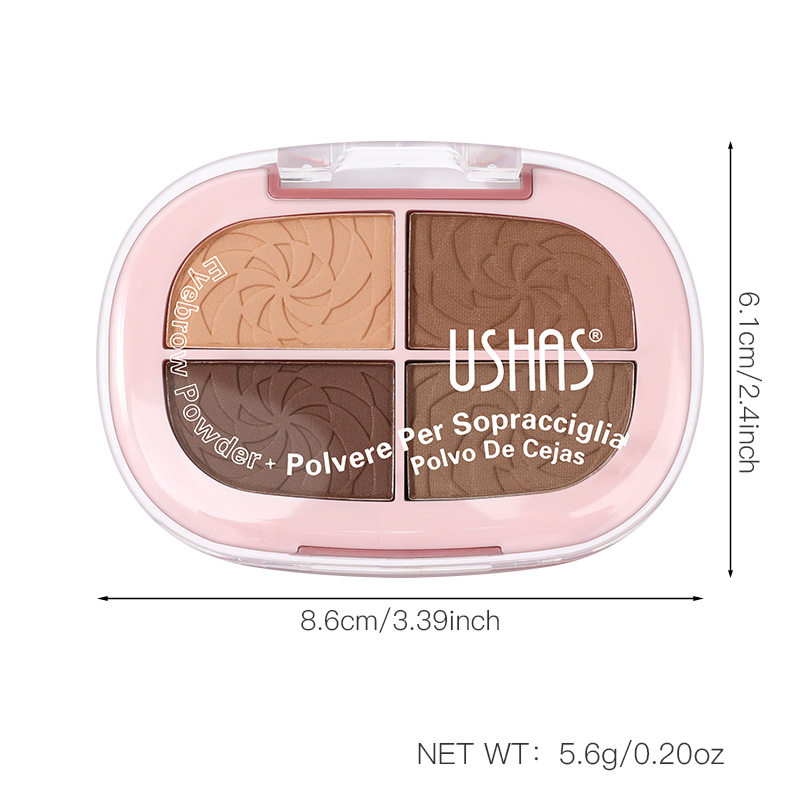 Cosmética transfronteriza USHAS venta caliente reparación natural delicada 4 cuadrados de cejas en polvo UF100