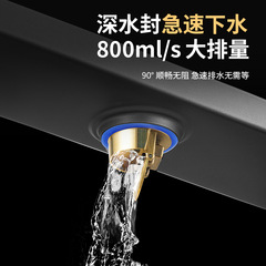 304 stainless steel long invisible floor drain hidden copper core deodorizing floor drain thick large discharge long floor drain wholesale