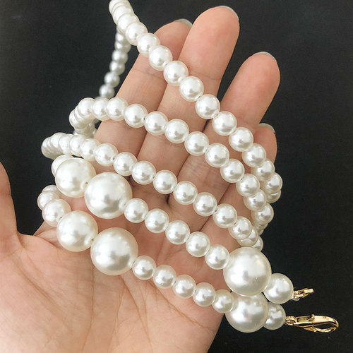 Bag pearl chain shoulder strap bag strap single purchase bag chain accessories diy transformation high-end crossbody chain replacement metal