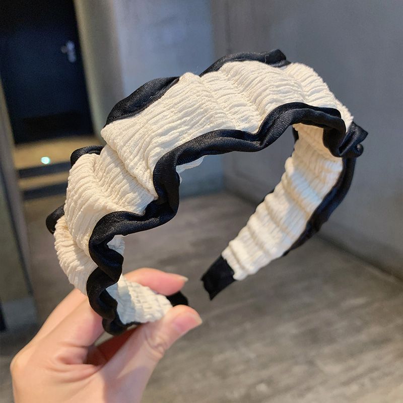Diadema plisada de estilo coreano con un aire dulce y elegante, diadema sencilla de ala ancha, nuevo accesorio para el cabello de moda._voghion.com