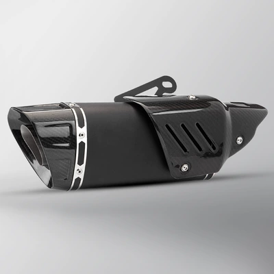 universal tail exhaust pipe: Exhaust pipe - black-real-carbon-head-real-carbon-cover