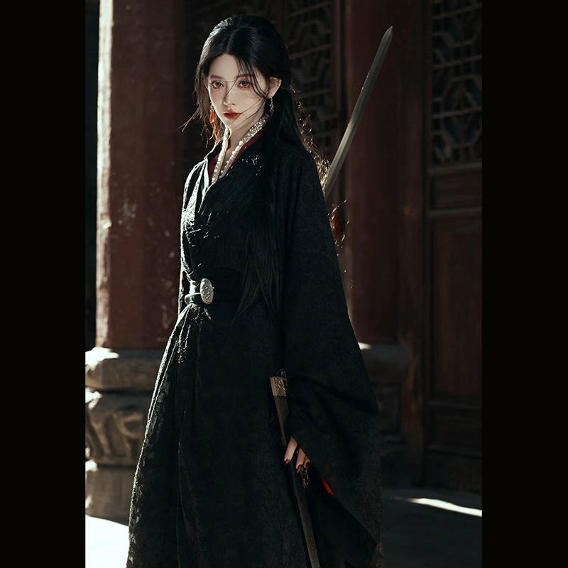 Warring States Robe Hanfu for Women 2025 New Stylish Ancient Costume Fairy Style Women's Large Sleeve Shirt Black Cloud Shirt Same Style Warring States Robe Hanfu for Women 2025 New Stylish Ancient Costume Fairy Style Women's Large Sleeve Shirt Black Cloud Shirt Same Style