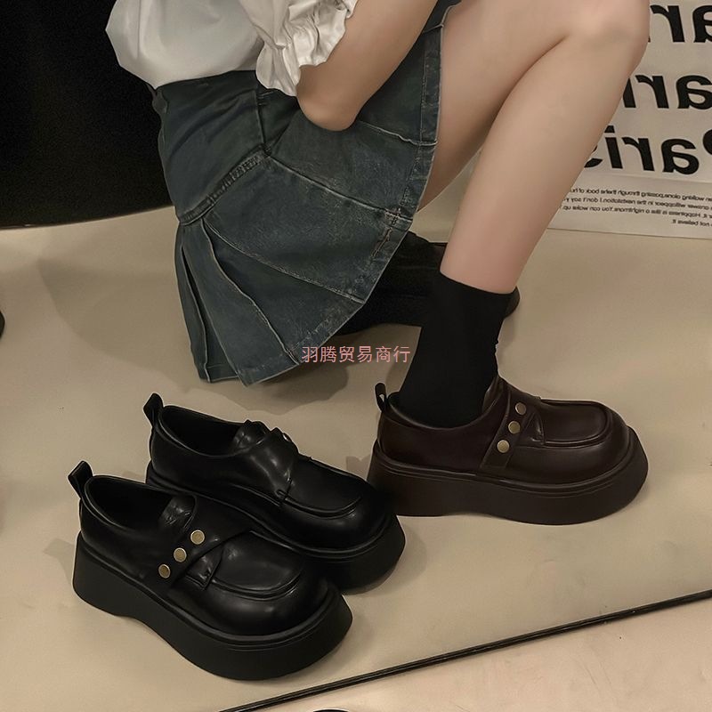 英伦风黑色厚底增高小皮鞋女气质单鞋2025新款春秋季玛丽珍乐福鞋