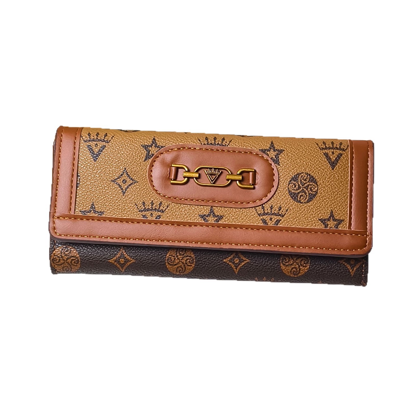 Cartera larga de dama en stock, botón exquisito, cartera de cambio de tarjeta múltiple, billete grande