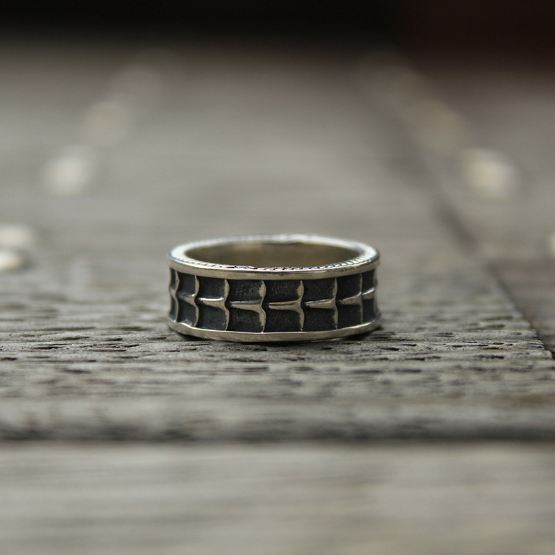 Qishang COLIMIDA "Scale Pattern" For Men, Unique Vintage Handmade Index Finger Ring, Fashionable Single Ring_voghion.com