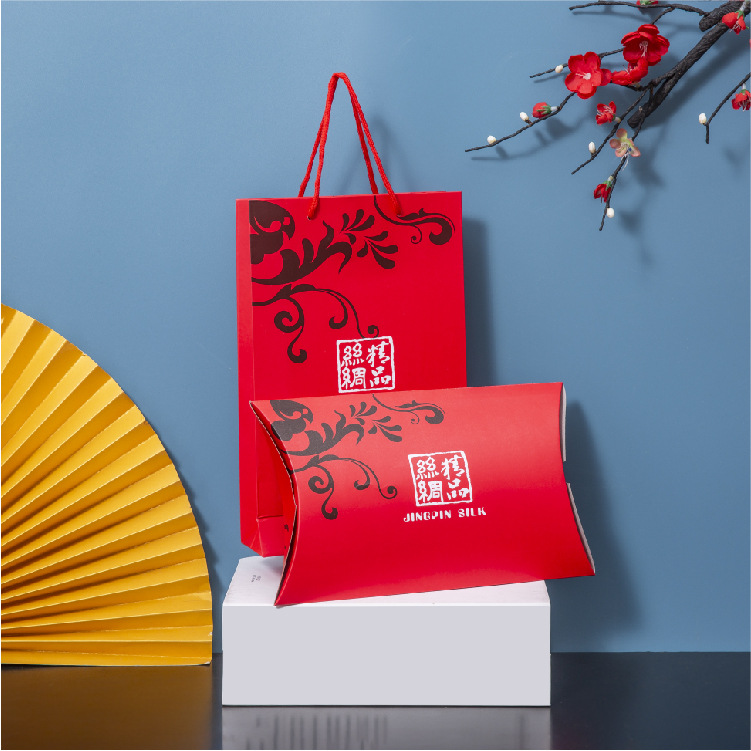 Gift box exquisite silk scarf packaging, cashmere scarf gift bag wedding auspicious coin box pillow box annual gift