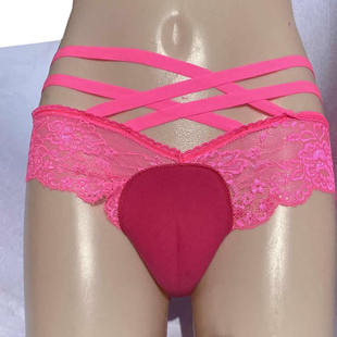 Qimei front and rear cross sexy underwear CD dress JJ pants shaping crotch underpants hidden JJ