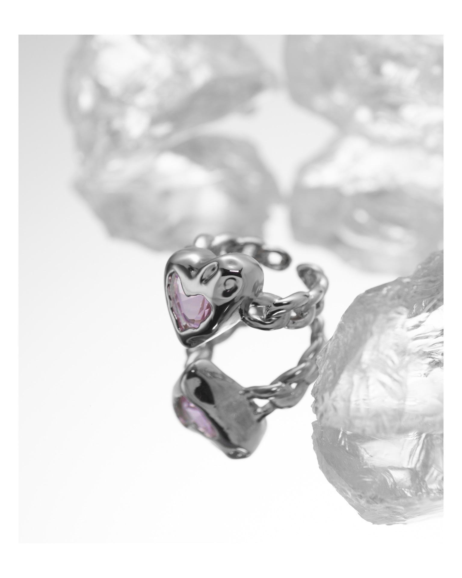 Fashion Heart Shape Copper Plating Zircon Open Ring